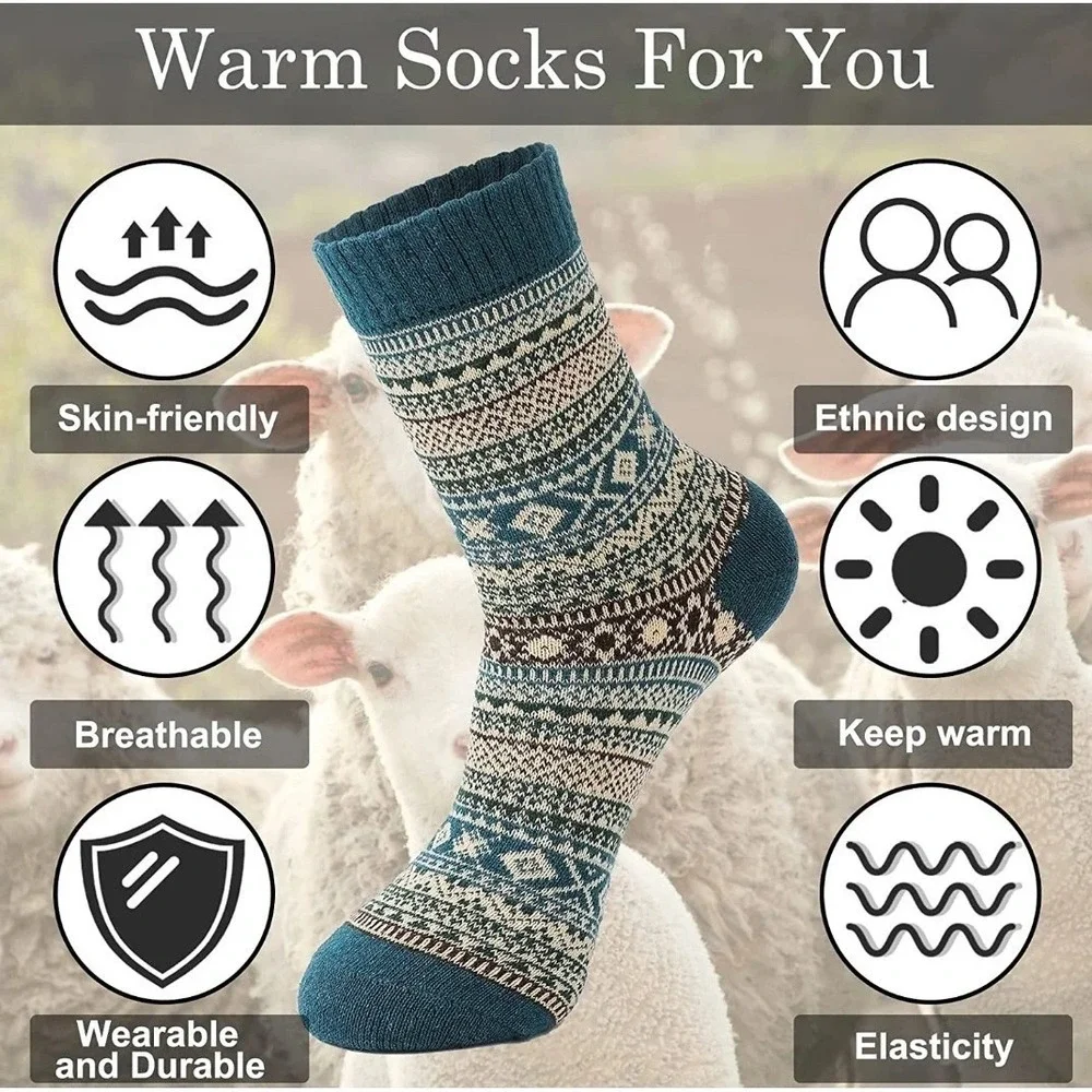 Paquete De 6 Pares De Calcetines unisex De Lana Merino Para Invierno Talla Única